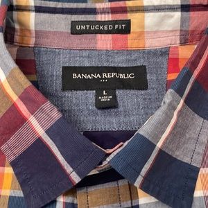 NWT Mens untucked Fit plaid Banana Republic long sleeve shirt